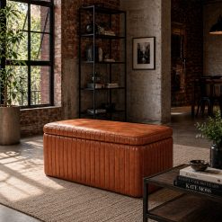 POUF BELMONT CUERO CARAMELO 93X52X44