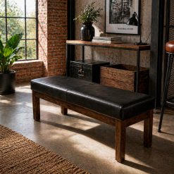 BANQUETA DE CUERO ALPHA PLUS 2C NEGRA 140x44x44