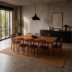MESA COMEDOR VARSOVIA POLIMADERA PATAS MADERA DE FRESNO WALNUT 200X110X75CM
