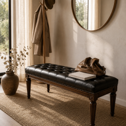 Banqueta Capitoné Lyon Cuero Full Grain Negro
