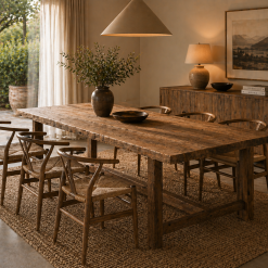 MESA COMEDOR DOMINGO RECTANGULAR MADERA FRESNO CARAMELO, 240X120X75CM