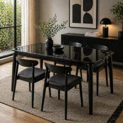 Mesa Comedor Carla Vidrio y Madera Negro